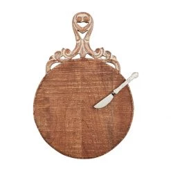 MUDPIE SERVEWARE ROUND CARVED WOOD BOARD SET