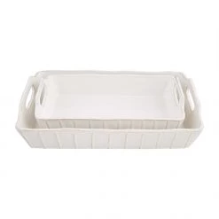 MUDPIE BAKING & PASTRY TOOLS LARGE WHITE STONEWARE BAKING DISH