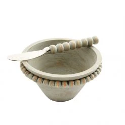 MUDPIE BEADED WOOD DIP BOWL SETS, ASST.