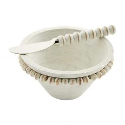 MUDPIE BEADED WOOD DIP BOWL SETS, ASST.