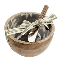 MUDPIE GREY FERN LEAF ENAMEL DIP BOWL SET
