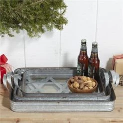 Two's Co/Cupcakes & Cartwheels SERVEWARE GALVANIZED IRON TRAY, MEDIUM