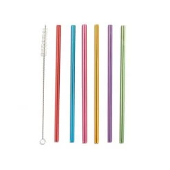 Two's Co/Cupcakes & Cartwheels BAR & BEVERAGE SET OF 6 REUSABLE STRAWS WITH BRUSH