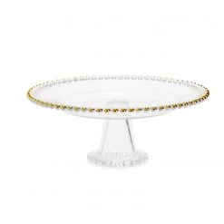Two's Co/Cupcakes & Cartwheels SERVEWARE GOLDEN BEADS PEDESTAL TRAY