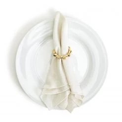 Two's Co/Cupcakes & Cartwheels GOLDEN BAMBOO NAPKIN RINGS, SET OF 4 LINENS
