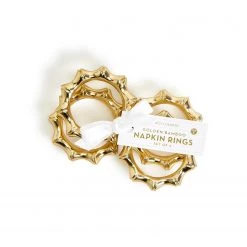 Two's Co/Cupcakes & Cartwheels GOLDEN BAMBOO NAPKIN RINGS, SET OF 4 LINENS
