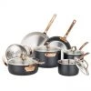 Clipper Corporation 11pc COOKWARE SET, BLACK/COPPER, 3 PLY