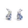 Two's Co/Cupcakes & Cartwheels BLUE & WHITE PORCELAIN BUNNY SALT & PEPPER SHAKER SET