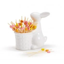 Two's Co/Cupcakes & Cartwheels EASTER BUNNY With MULTI-COLORED FLOWER PICKS HOLIDAY