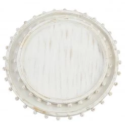 MUDPIE BEADED WOOD WHITE-WASHED SERVING TRAY, LARGE SERVEWARE