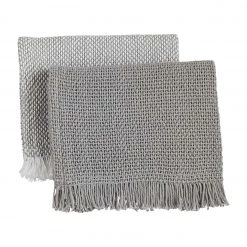 MUDPIE LINENS WOVEN HAND TOWEL SET, GREY