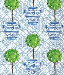 BOSTON INTERNATIONAL BLUE TOPIARY GUEST NAPKIN