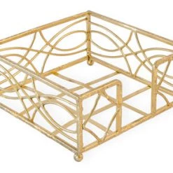BOSTON INTERNATIONAL PAPER PRODUCTS WAVE COCKTAIL NAPKIN CADDY, GOLD