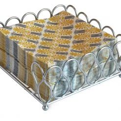 BOSTON INTERNATIONAL RIBBON COCKTAIL NAPKIN CADDY, SILVER