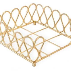 BOSTON INTERNATIONAL RIBBON COCKTAIL NAPKIN CADDY, GOLD