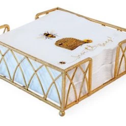 BOSTON INTERNATIONAL PAPER PRODUCTS ARCH LUNCH NAPKIN CADDY, GOLD