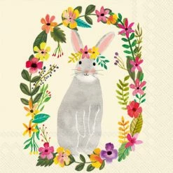 BOSTON INTERNATIONAL PAPER PRODUCTS FLORAL BUNNY COCKTAIL NAPKIN