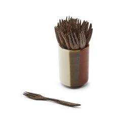 Two's Co/Cupcakes & Cartwheels COCONUT WOOD HAND CARVED COCKTAIL FORK