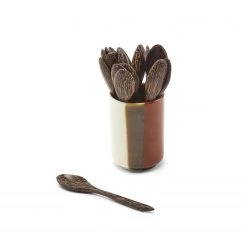 Two's Co/Cupcakes & Cartwheels COCONUT WOOD HAND CARVED ESPRESSO SPOON SERVEWARE