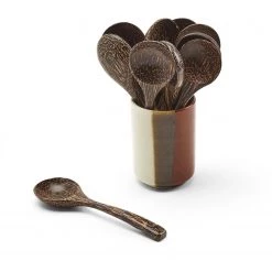 Two's Co/Cupcakes & Cartwheels SERVEWARE COCONUT WOOD HAND CARVED SPOON, LARGE