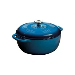 LODGE MANUFACTURING LODGE 6 QT ENAMELED DUTCH OVEN BLUE CAST IRON