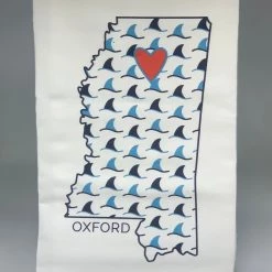 COAST & COTTON LOVE MISSISSIPPI HOMETOWN HEART, HAND TOWEL, OXFORD - LANDSHARK