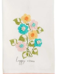 MUDPIE LINENS HAPPY VIBES FLORAL TOWEL