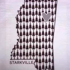 COAST & COTTON HOMETOWN HEART, HAND TOWEL, STARKVILLE- COWBELL LOVE MISSISSIPPI