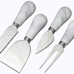 PRODYNE SERVEWARE WHITE/MARBLE CHEESE KNIVES, SET OF 4