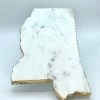 THE ROYAL STANDARD MISSISSIPPI SHAPED MARBLE SERVING BOARD WHITE/GOLD