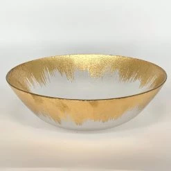 THE ROYAL STANDARD NAPLES GLASS SERVING BOWL, GOLD