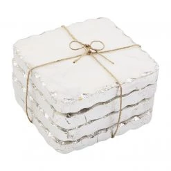 MUDPIE METALLIC EDGE MARBLE COASTERS, SET OF 4 BAR & BEVERAGE