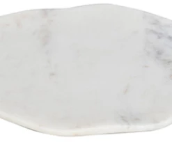 INDIA HANDICRAFTS WHITE MARBLE FREE FORM PLATE, LARGE