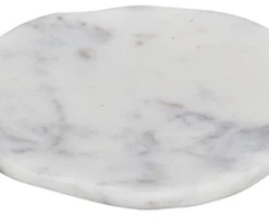 INDIA HANDICRAFTS WHITE MARBLE FREE FORM PLATE, MEDIUM