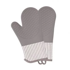 KA & F GROUP GREY SILICONE OVEN MITTS, SET OF 2