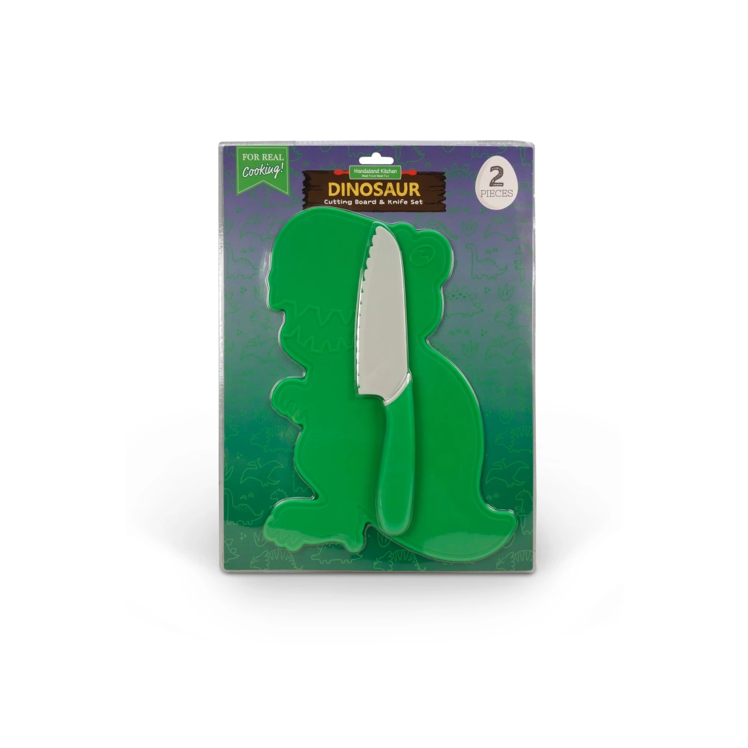 HANDSTAND KITCHEN JUST FOR KIDS DINOSAUR CUTTING BOARD & KID SAFE KNIFE SET 1 HANDSTAND KITCHEN JUST FOR KIDS DINOSAUR CUTTING BOARD & KID SAFE KNIFE SET