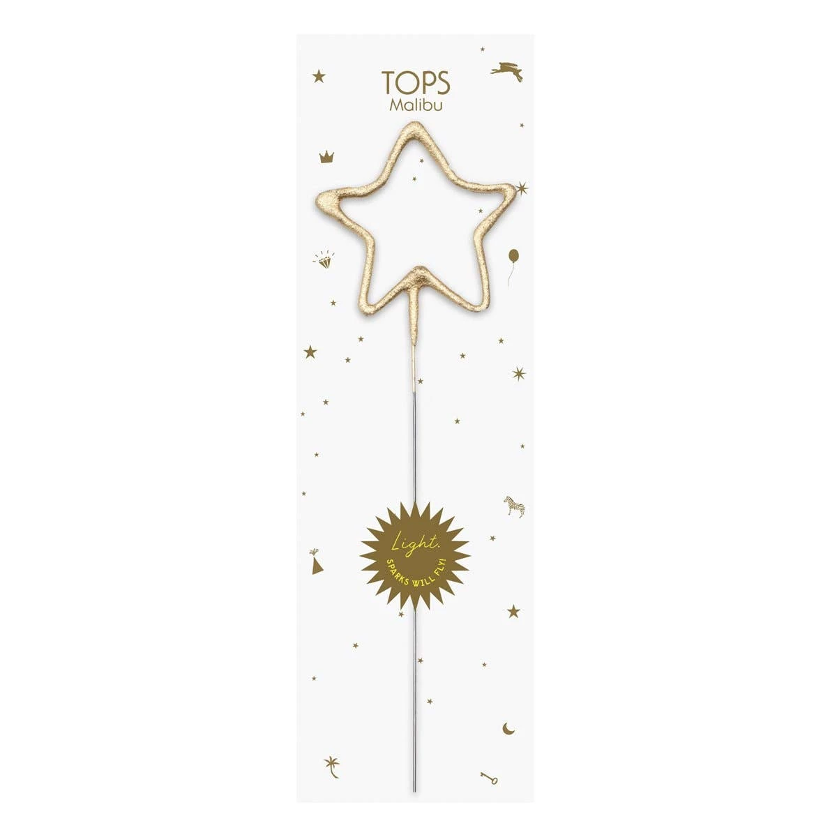 TOPS MALIBU PAPER PRODUCTS GOLD SPARKLER PARTY CANDLE, STAR 1 TOPS MALIBU PAPER PRODUCTS GOLD SPARKLER PARTY CANDLE, STAR