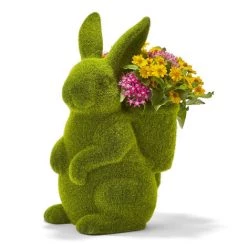 Two's Co/Cupcakes & Cartwheels FLOCKED BUNNY PLANTER HOLIDAY