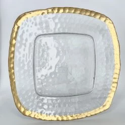 THE ROYAL STANDARD PALMER TEXTURED GLASS PLATE, GOLD