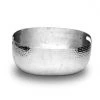 INDIA HANDICRAFTS SERVEWARE HAMMERED HANDLE SILVER OVAL BOWL