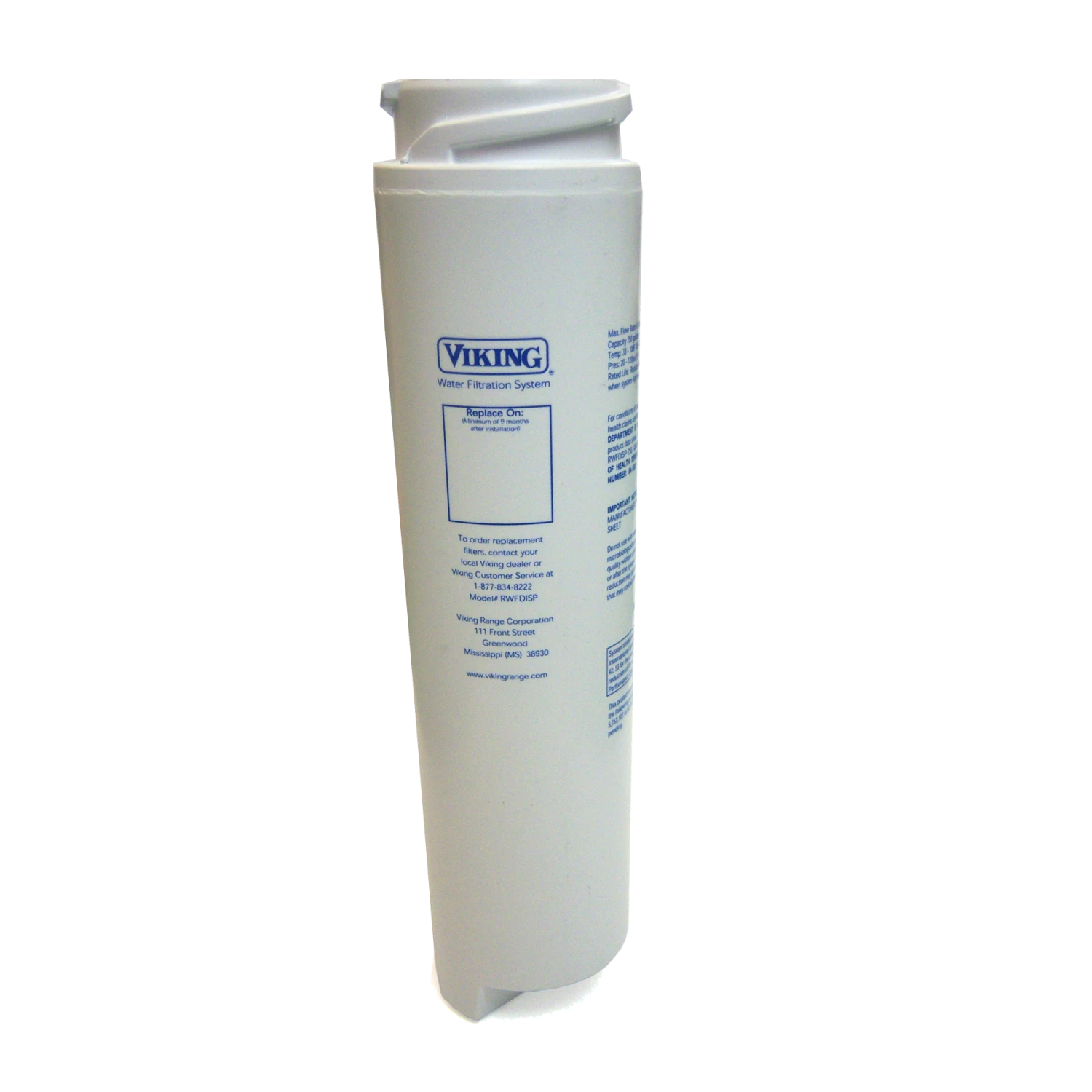 VIKING RANGE CORP WATER FILTER FOR BUILT-IN REFRIGERATORS - RWFDISP 1 VIKING RANGE CORP WATER FILTER FOR BUILT-IN REFRIGERATORS - RWFDISP