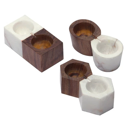 INDIA HANDICRAFTS MARBLE SALT & PEPPER CELLAR W/SPOON SERVEWARE 1 INDIA HANDICRAFTS MARBLE SALT & PEPPER CELLAR W/SPOON SERVEWARE