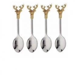 INDIA HANDICRAFTS SERVEWARE GILDED DEER SPOONS