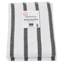NOW DESIGNS BASKETWEAVE DISH CLOTH SET, BLACK LINENS