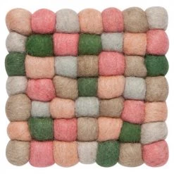 NOW DESIGNS LINENS WOOLEN DOT TRIVET, NECTAR